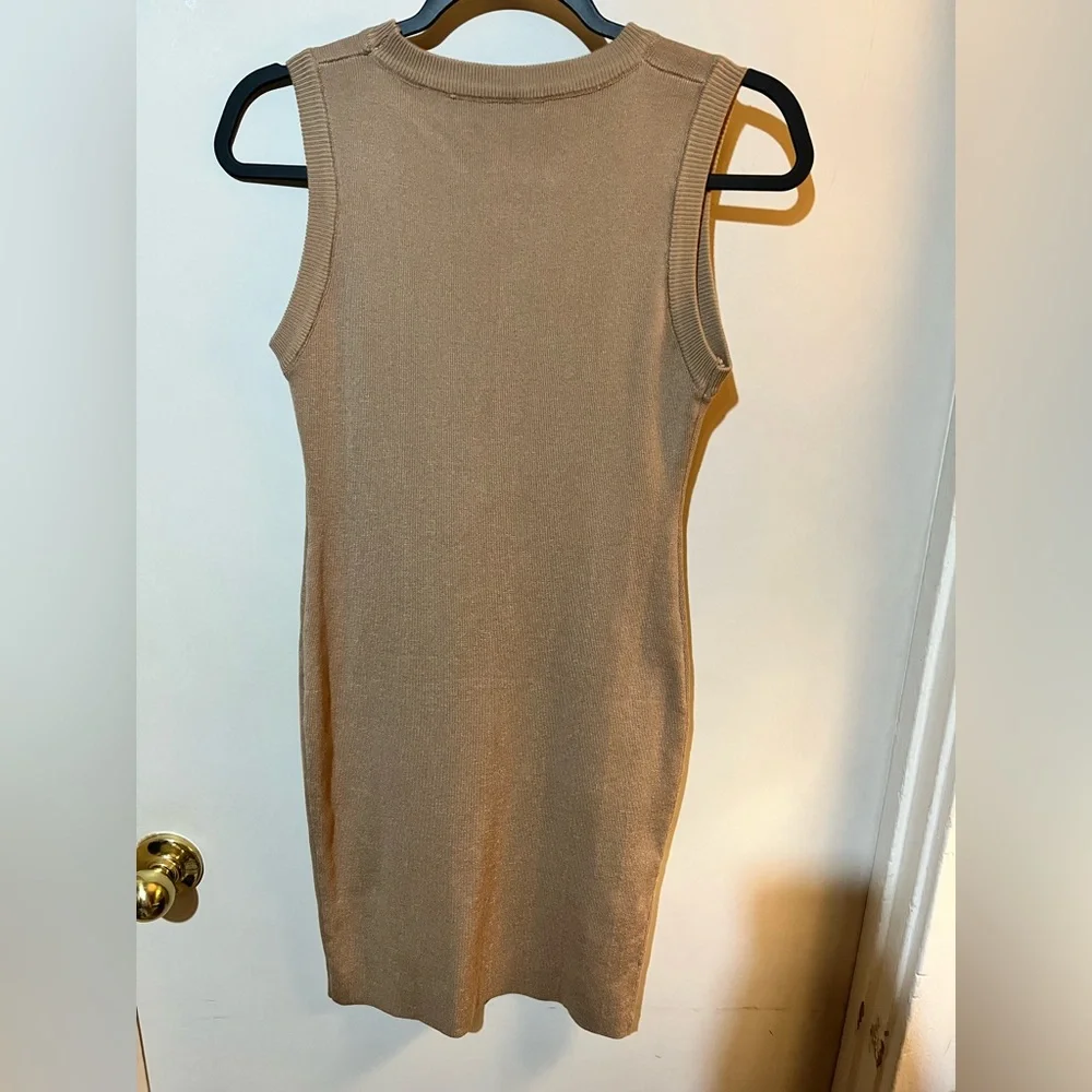 Sleeveless Camel Knit Dress - Picture 2 of 2